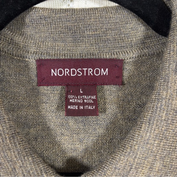 Nordstrom Extrafine Merino Wool Polo Sweater Brown Quiet Luxury Size Large - Picture 6 of 8